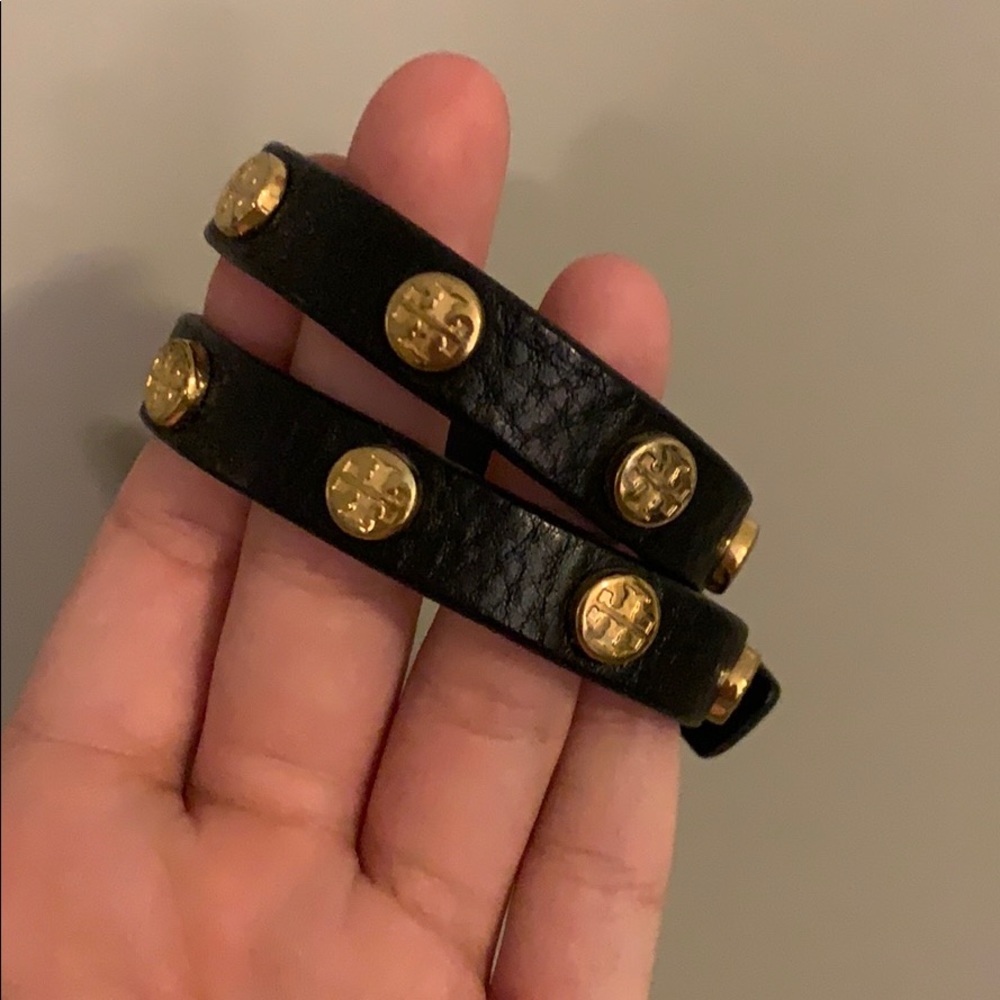 Tory Burch black wrap leather bracelet
